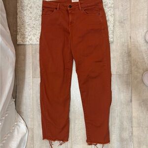 Armedangels Rust Orange Frayed Straight Hem Jeans